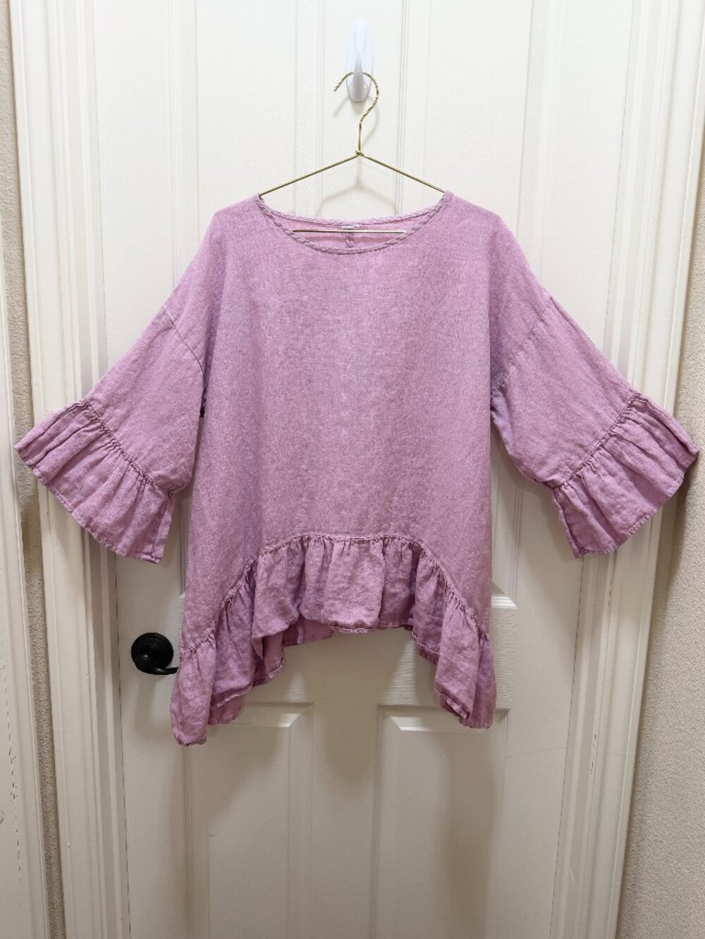 Match Point Women's 100% Lining Oversized Tunic Top Size S White, Ruffle Accents